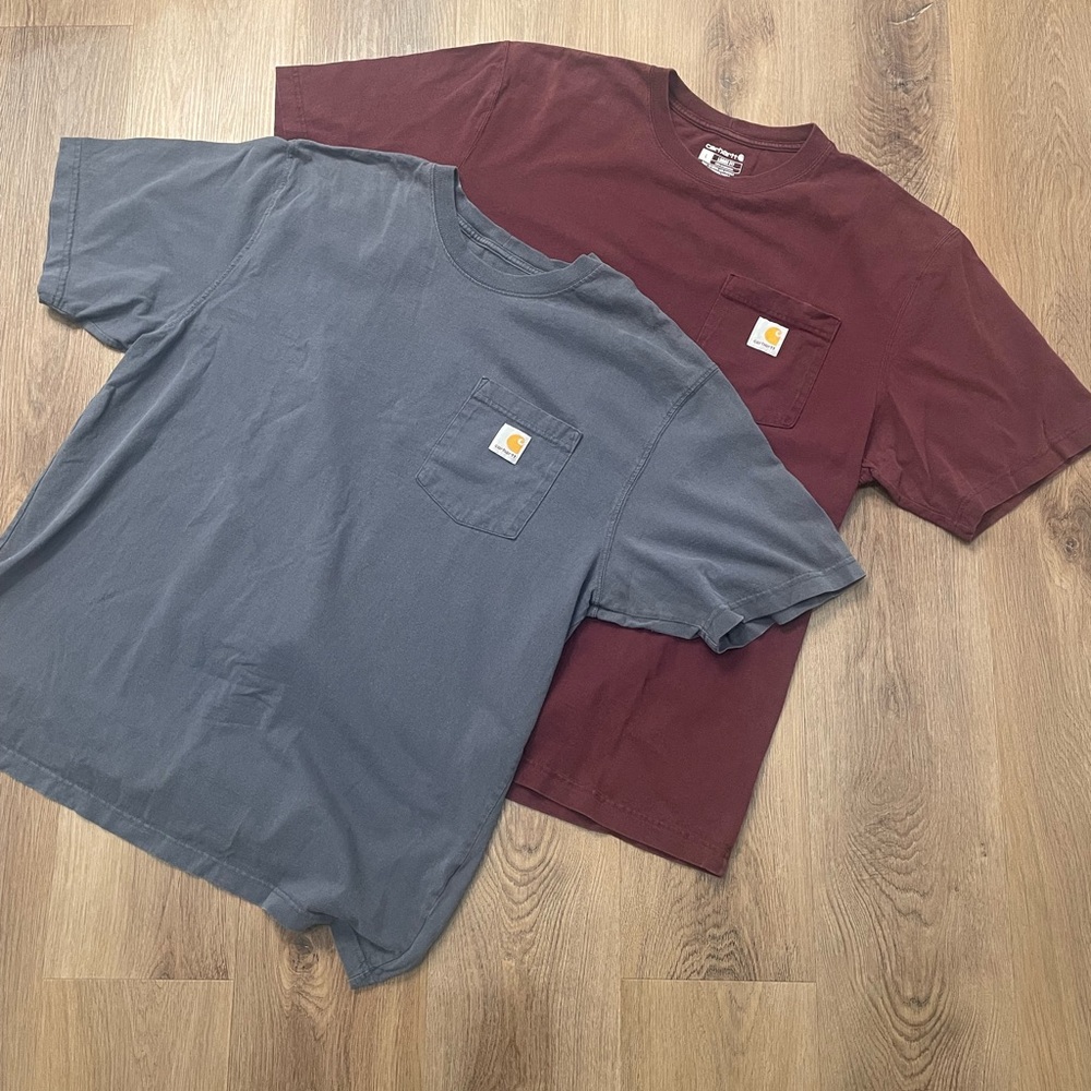 Carhartt Loose Fit Heavyweight Pocket T shirt Bundle, Port and Bluestone